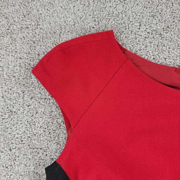 J Peterman Bodycon Dress Womens 2 Red Black Colorblock Cocktail Party - Picture 6 of 12